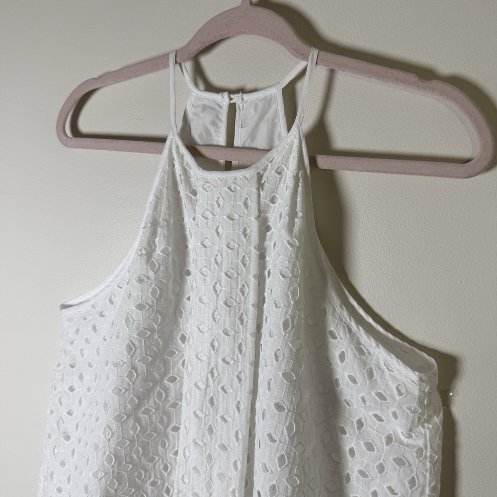 White Cotton Eyelet Racerback Tank Top Size Medium NWT Napean Sea Rd - Picture 2 of 8